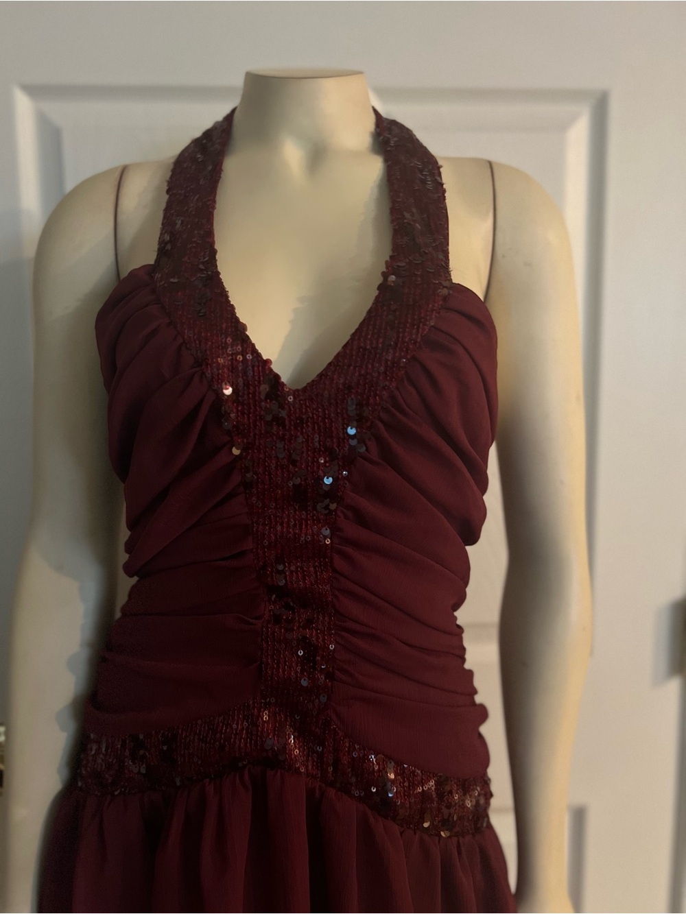 Aisleigh Sequin Halter Mini Dress Berry - Picture 10 of 14